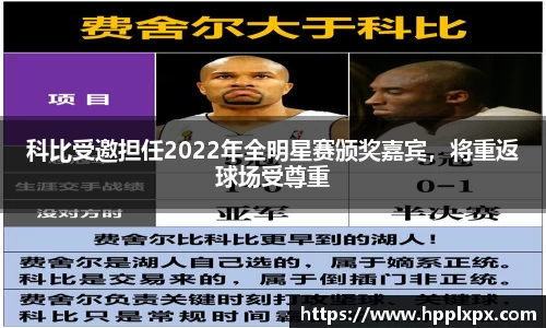 科比受邀担任2022年全明星赛颁奖嘉宾，将重返球场受尊重